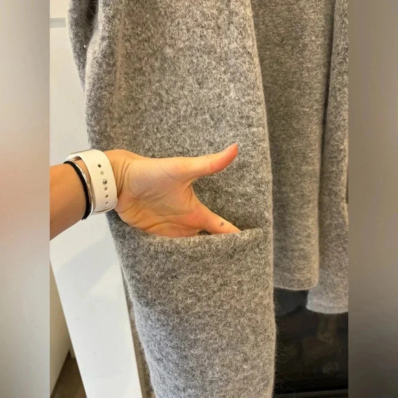H&M Sweater Women M Gray Mohair Wool Long Open Cardigan Slouchy Oversize Grandpa - Picture 3 of 9